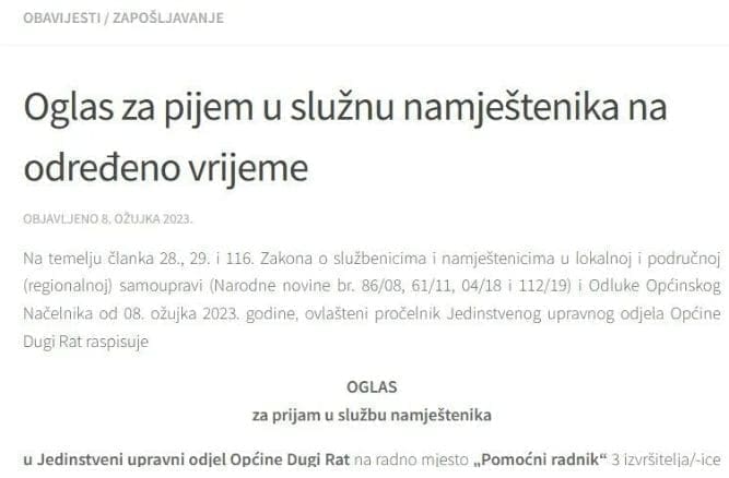 oglas dugi rat