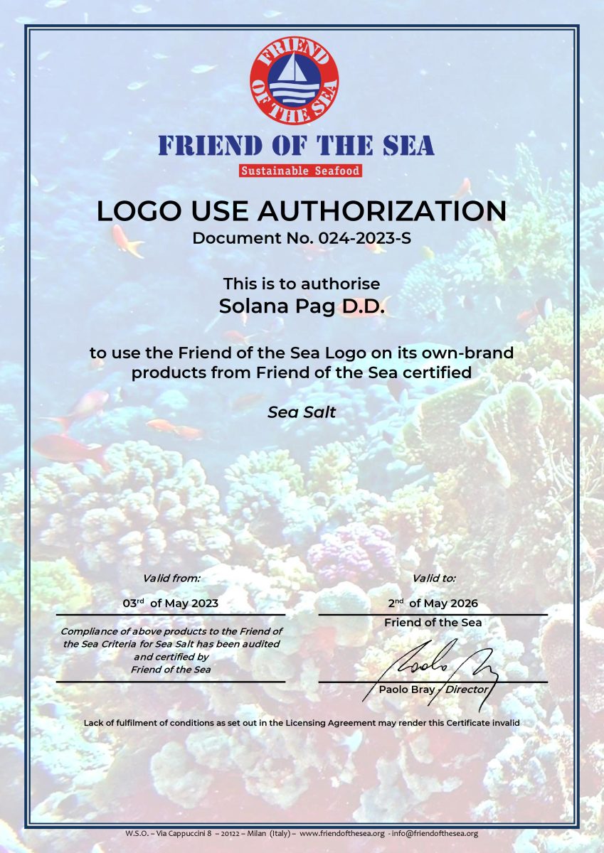 certifikat Friend of the sea