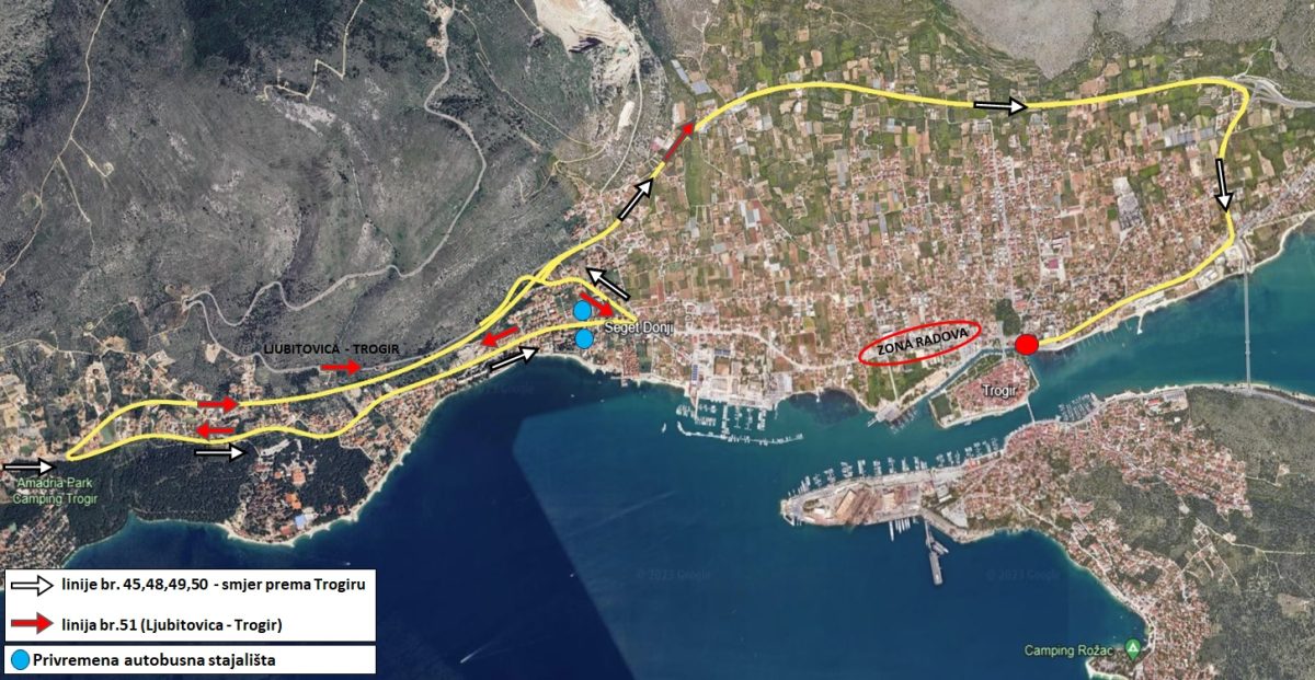 Privremeno izmjenjene trase autobusnih linija Trogir