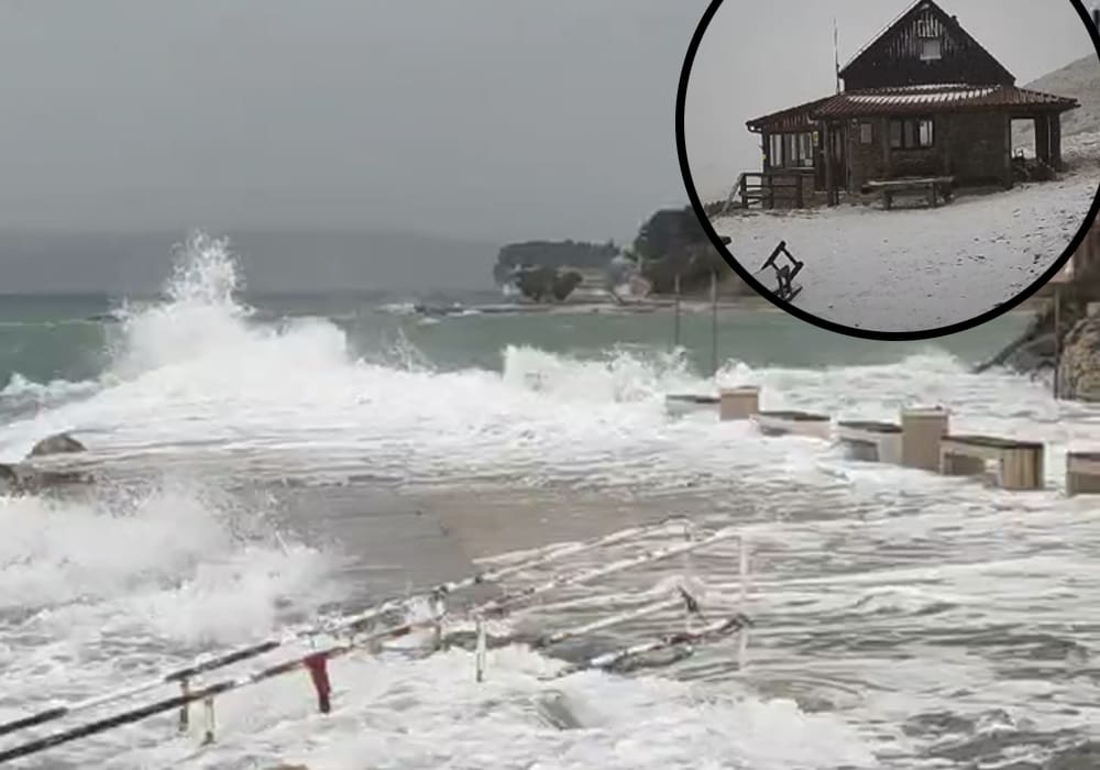 (VIDEO) OLUJNO JUGO Višemetarski valovi potopili Zentu, na Dinari pada snijeg